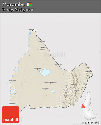 Shaded Relief 3D Map of Morombe, cropped outside