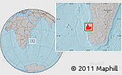 Gray Location Map of Morombe, hill shading