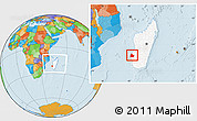 Political Location Map of Morombe, highlighted country, within the entire country