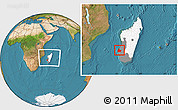 Satellite Location Map of Morombe, highlighted country, highlighted parent region, within the entire country