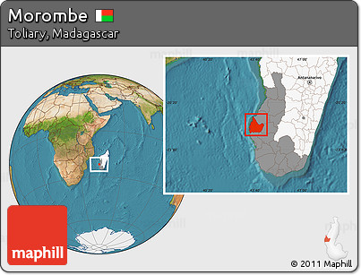 Satellite Location Map of Morombe, highlighted country, highlighted parent region