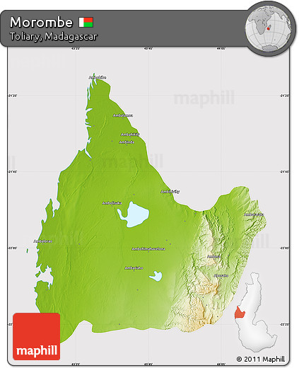 Physical Map of Morombe, cropped outside