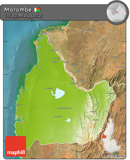 Physical Map of Morombe, satellite outside