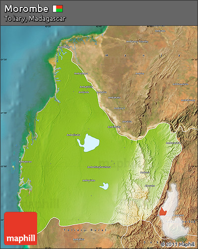Physical Map of Morombe, satellite outside