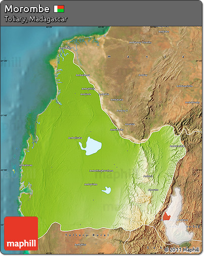 Physical Map of Morombe, satellite outside