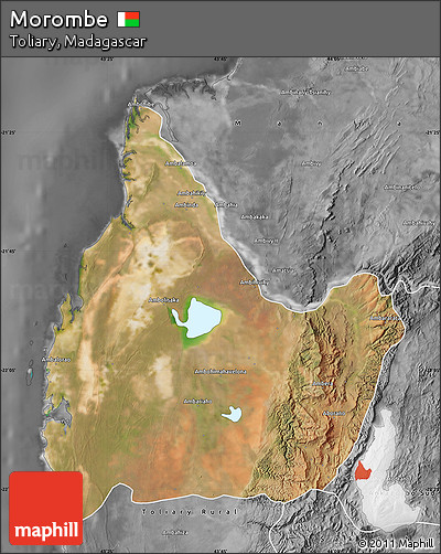 Satellite Map of Morombe, desaturated