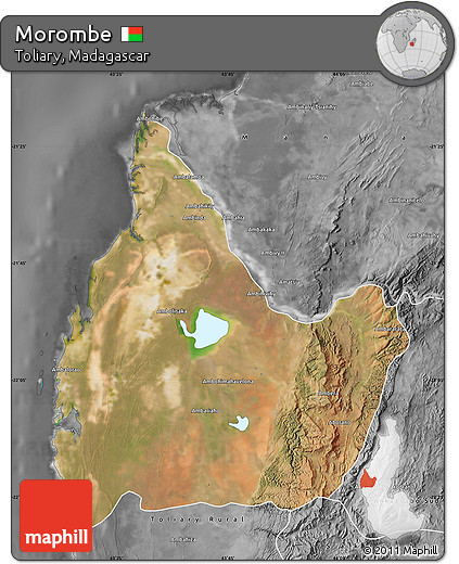 Satellite Map of Morombe, desaturated