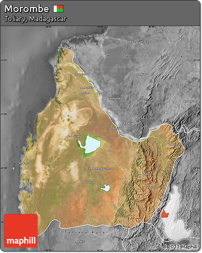 Satellite Map of Morombe, desaturated