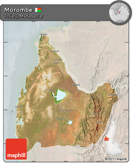 Satellite Map of Morombe, lighten