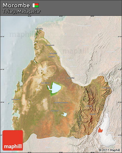Satellite Map of Morombe, lighten