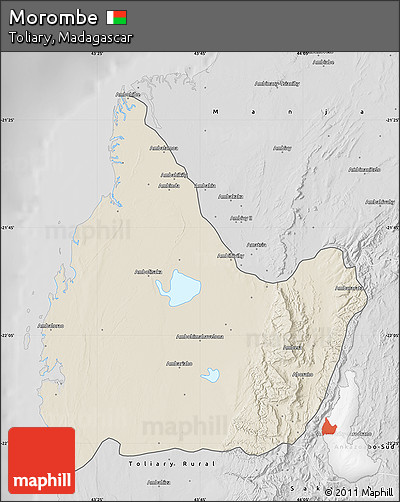 Shaded Relief Map of Morombe, desaturated