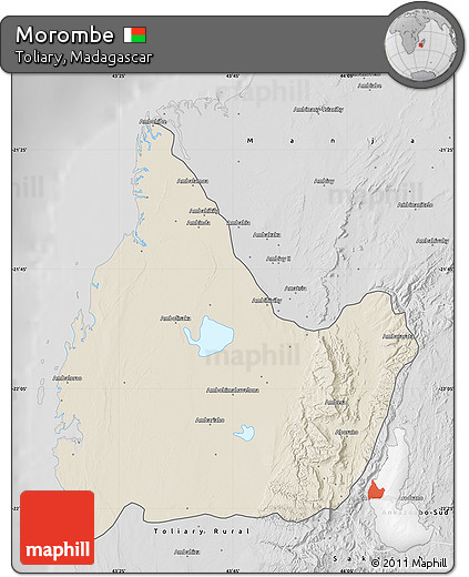 Shaded Relief Map of Morombe, desaturated