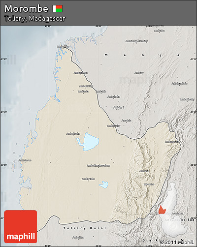 Shaded Relief Map of Morombe, semi-desaturated
