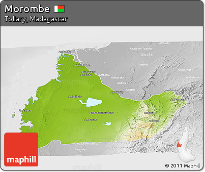 Physical Panoramic Map of Morombe, lighten, desaturated