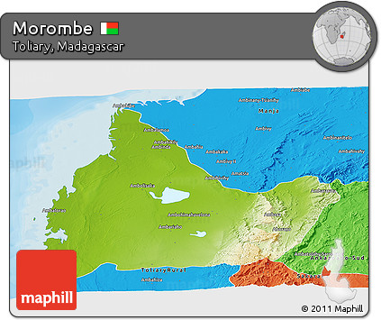 Physical Panoramic Map of Morombe, political outside