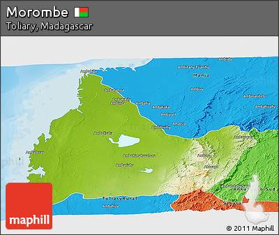 Physical Panoramic Map of Morombe, political outside