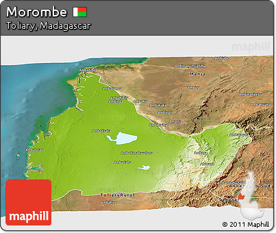 Physical Panoramic Map of Morombe, satellite outside
