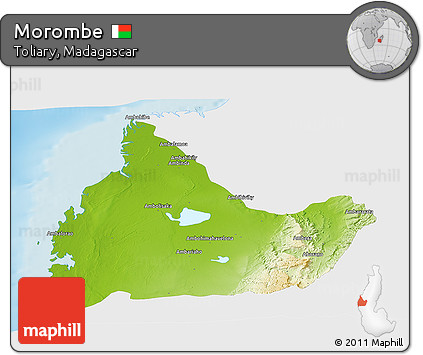 Physical Panoramic Map of Morombe, single color outside