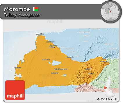 Political Panoramic Map of Morombe, lighten