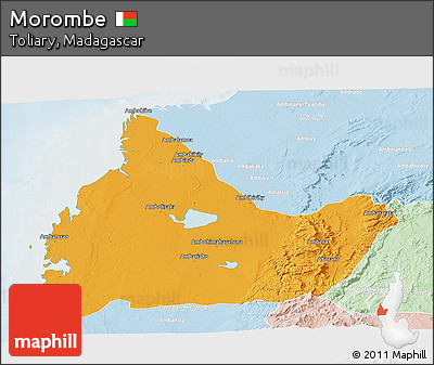 Political Panoramic Map of Morombe, lighten
