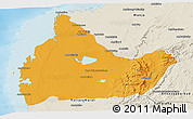 Political Panoramic Map of Morombe, shaded relief outside