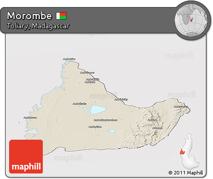 Shaded Relief Panoramic Map of Morombe, cropped outside