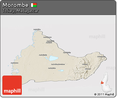 Shaded Relief Panoramic Map of Morombe, cropped outside