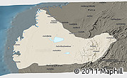 Shaded Relief Panoramic Map of Morombe, darken