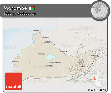 Shaded Relief Panoramic Map of Morombe, lighten