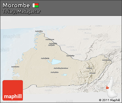 Shaded Relief Panoramic Map of Morombe, lighten