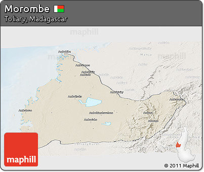 Shaded Relief Panoramic Map of Morombe, lighten
