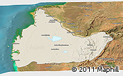 Shaded Relief Panoramic Map of Morombe, satellite outside