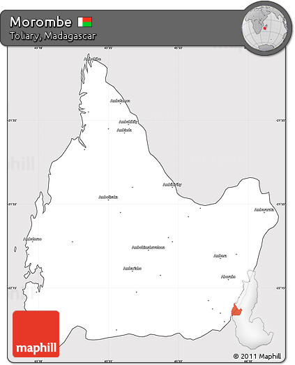 Silver Style Simple Map of Morombe, cropped outside