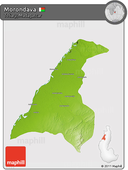Physical 3D Map of Morondava, cropped outside