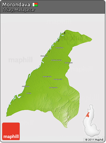 Physical 3D Map of Morondava, cropped outside