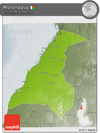 Physical 3D Map of Morondava, semi-desaturated