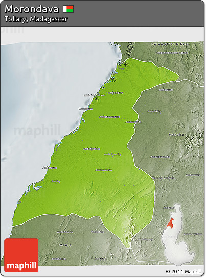 Physical 3D Map of Morondava, semi-desaturated