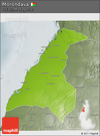 Physical 3D Map of Morondava, semi-desaturated
