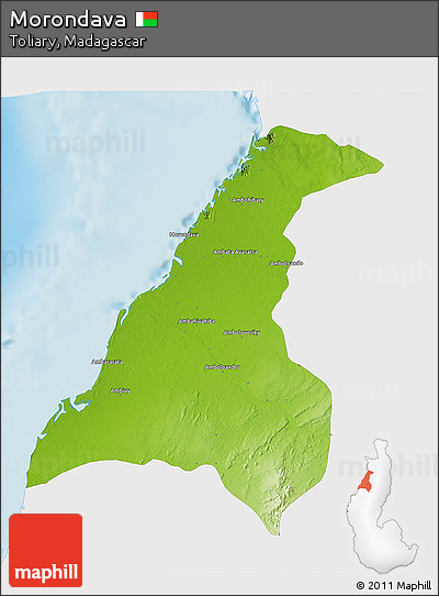 Physical 3D Map of Morondava, single color outside