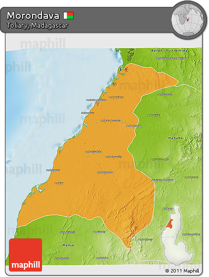 Political 3D Map of Morondava, physical outside