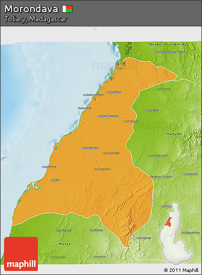Political 3D Map of Morondava, physical outside
