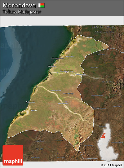 Satellite 3D Map of Morondava, darken