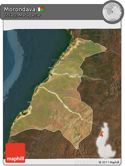 Satellite 3D Map of Morondava, darken