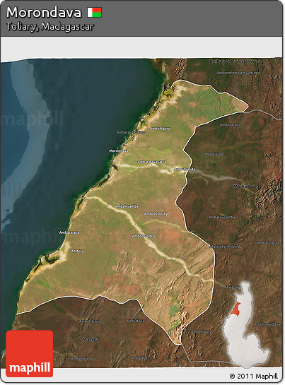Satellite 3D Map of Morondava, darken