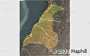 Satellite 3D Map of Morondava, darken, semi-desaturated