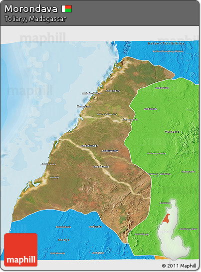 Satellite 3D Map of Morondava, political outside