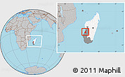 Gray Location Map of Morondava, highlighted country, highlighted parent region, within the entire country