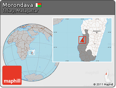 Gray Location Map of Morondava, highlighted country, highlighted parent region