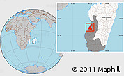 Gray Location Map of Morondava, highlighted country, highlighted parent region
