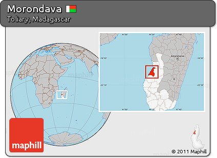 Gray Location Map of Morondava, highlighted parent region